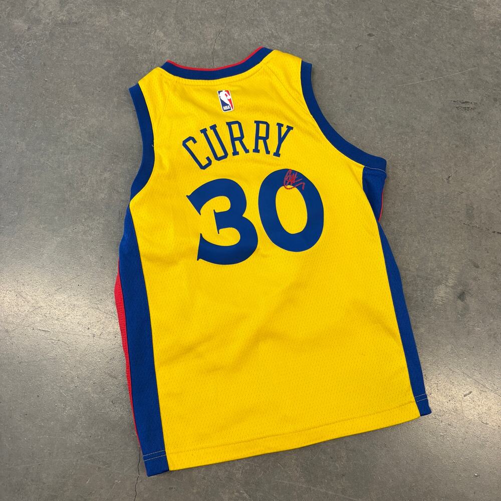 Nike Steph Curry The Bay Chinese Heritage Yellow Nba Basketball Jersey Youth S - Picture 2 of 5